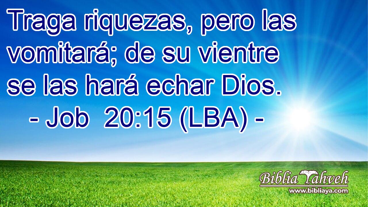 Traga riquezas, pero las vomitará; de su vientre se las hará echar Dios.