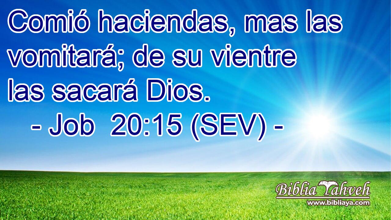 Comió haciendas, mas las vomitará; de su vientre las sacará Dios.