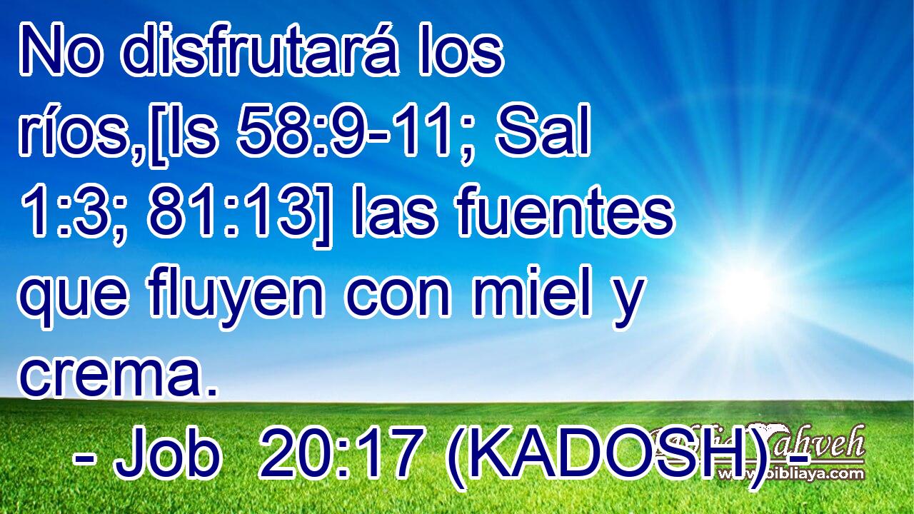  No disfrutará los ríos,[Is 58:9-11; Sal 1:3; 81:13] las fuentes que fluyen con miel y crema. 