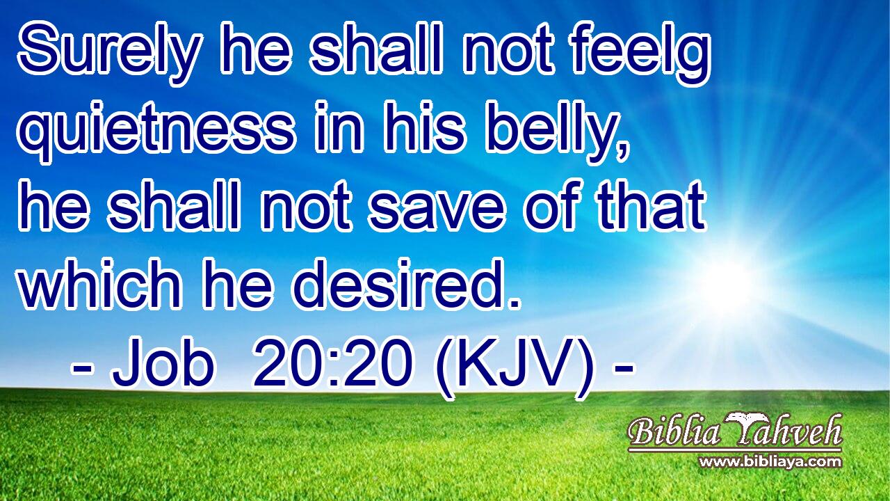 Surely he shall not feelg quietness in his belly, he shall not save of that which he desired.