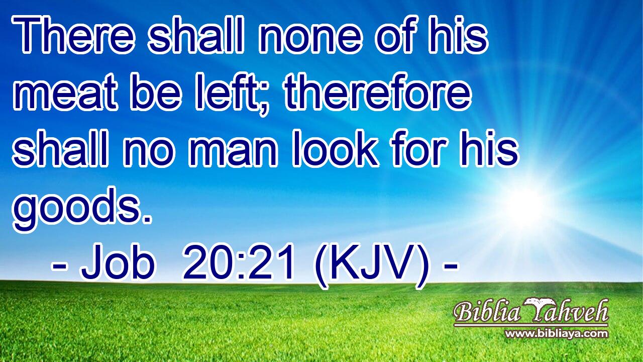 There shall none of his meat be left; therefore shall no man look for his goods.