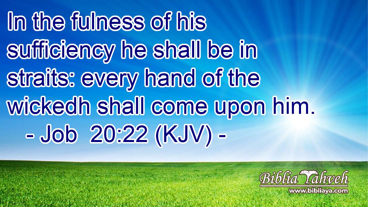 In the fulness of his sufficiency he shall be in straits: every hand of the wickedh shall come upon him.