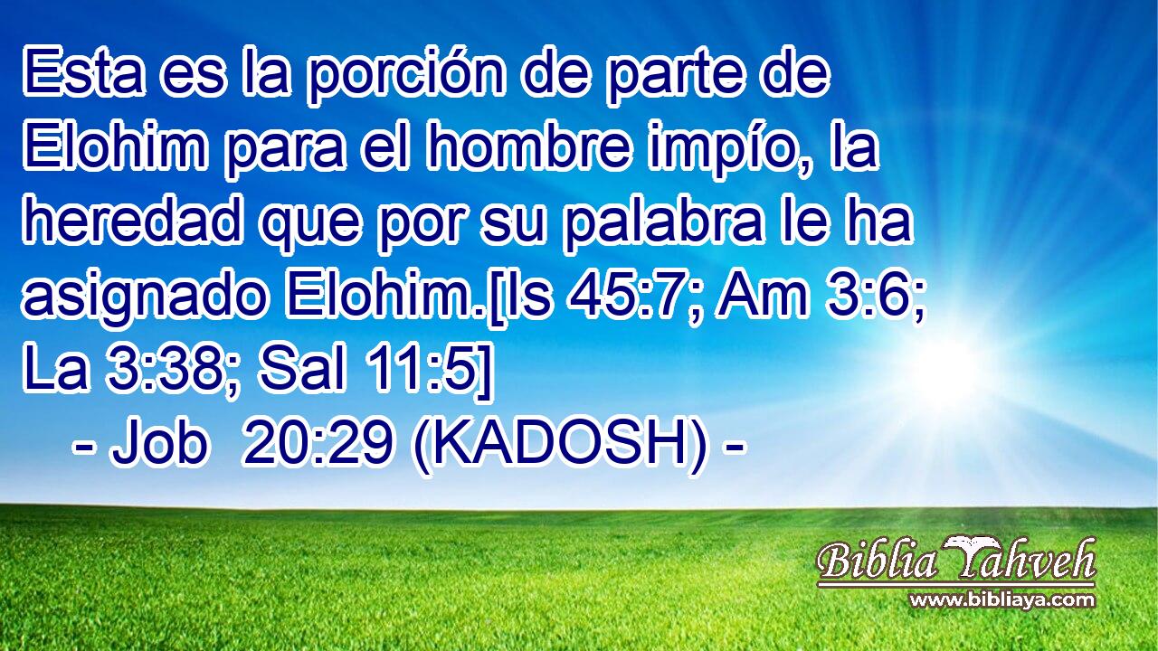  Esta es la porción de parte de Elohim para el hombre impío, la heredad que por su palabra le ha asignado Elohim.[Is 45:7; Am 3:6; La 3:38; Sal 11:5] 