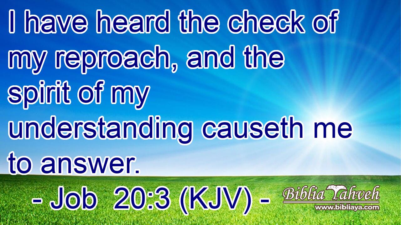 I have heard the check of my reproach, and the spirit of my understanding causeth me to answer.
