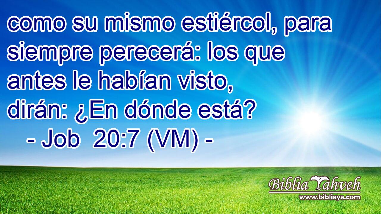  como su mismo estiércol, para siempre perecerá: los que antes le habían visto, dirán: ¿En dónde está? 