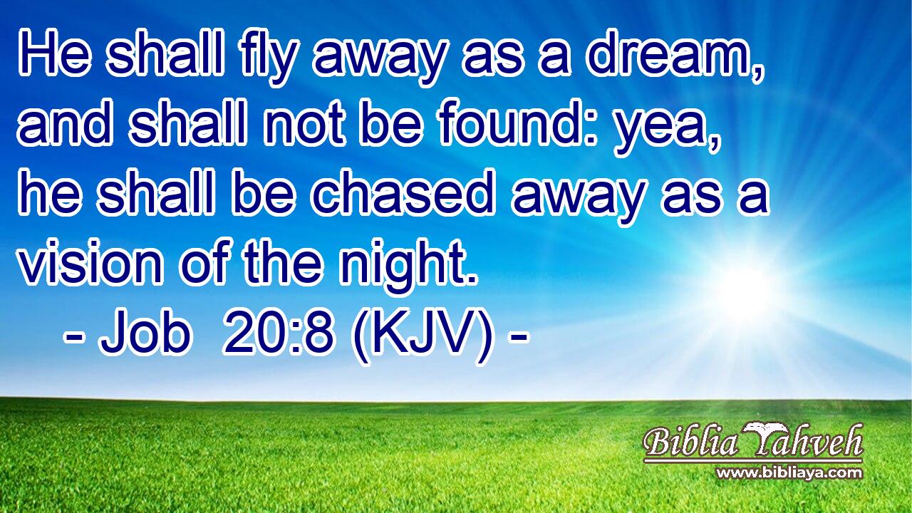 He shall fly away as a dream, and shall not be found: yea, he shall be chased away as a vision of the night.