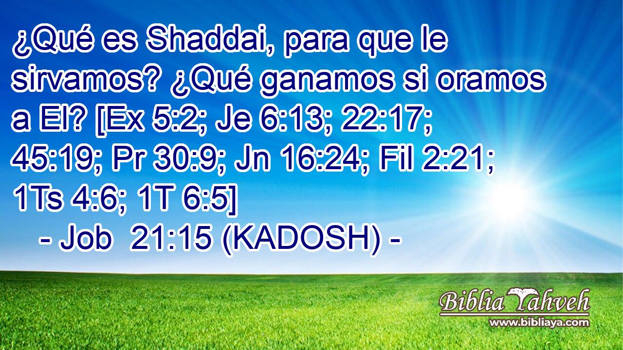  ¿Qué es Shaddai, para que le sirvamos? ¿Qué ganamos si oramos a El? [Ex 5:2; Je 6:13; 22:17; 45:19; Pr 30:9; Jn 16:24; Fil 2:21; 1Ts 4:6; 1T 6:5] 