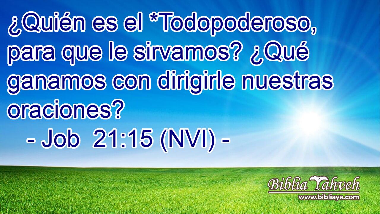  ¿Quién es el *Todopoderoso, para que le sirvamos? ¿Qué ganamos con dirigirle nuestras oraciones? 