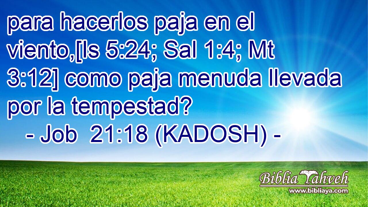  para hacerlos paja en el viento,[Is 5:24; Sal 1:4; Mt 3:12] como paja menuda llevada por la tempestad? 
