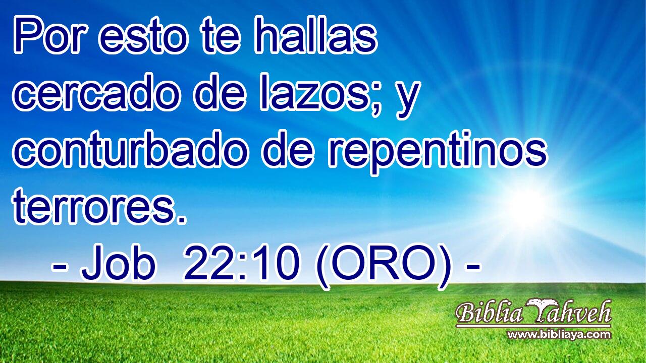  Por esto te hallas cercado de lazos; y conturbado de repentinos terrores. 