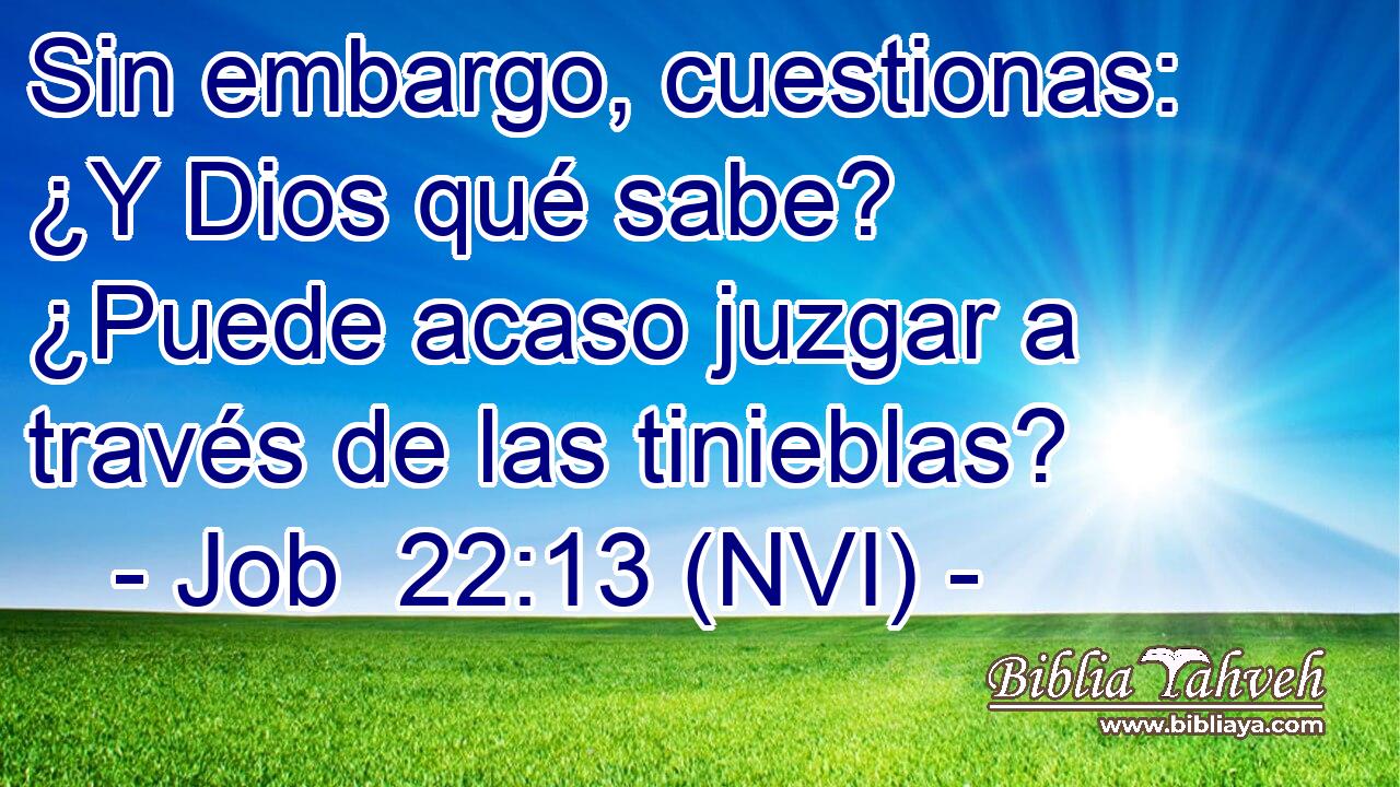  Sin embargo, cuestionas: ¿Y Dios qué sabe? ¿Puede acaso juzgar a través de las tinieblas? 