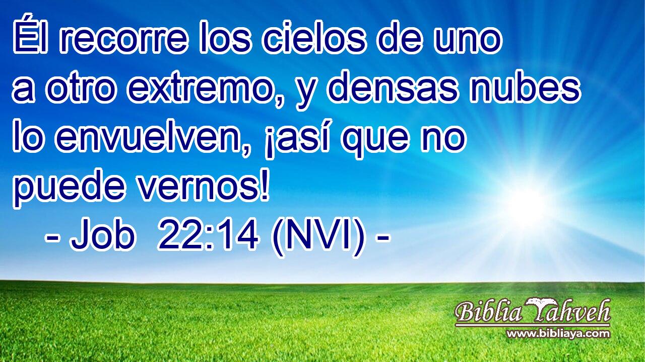  Él recorre los cielos de uno a otro extremo, y densas nubes lo envuelven, ¡así que no puede vernos! 