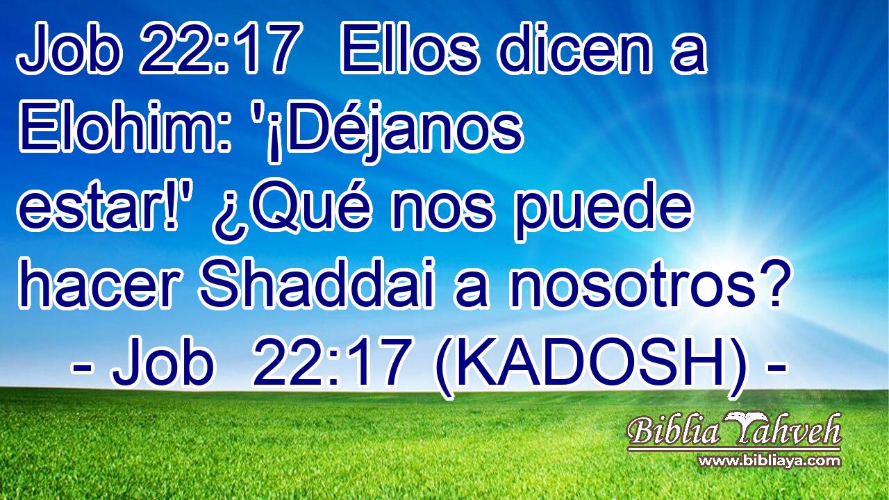  Ellos dicen a Elohim: '¡Déjanos estar!' ¿Qué nos puede hacer Shaddai a nosotros? 