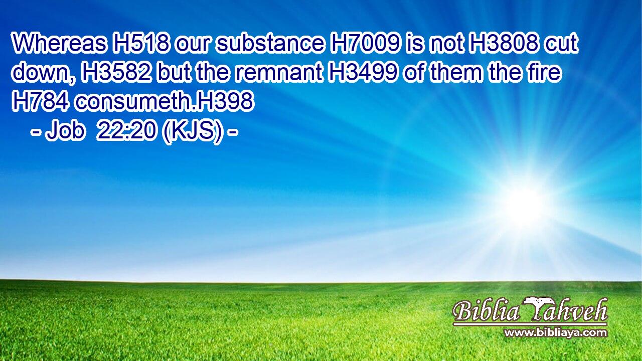 Whereas H518 our substance H7009 is not H3808 cut down, H3582 but the remnant H3499 of them the fire H784 consumeth.H398