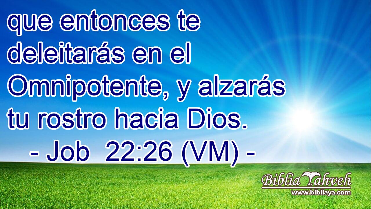  que entonces te deleitarás en el Omnipotente, y alzarás tu rostro hacia Dios. 