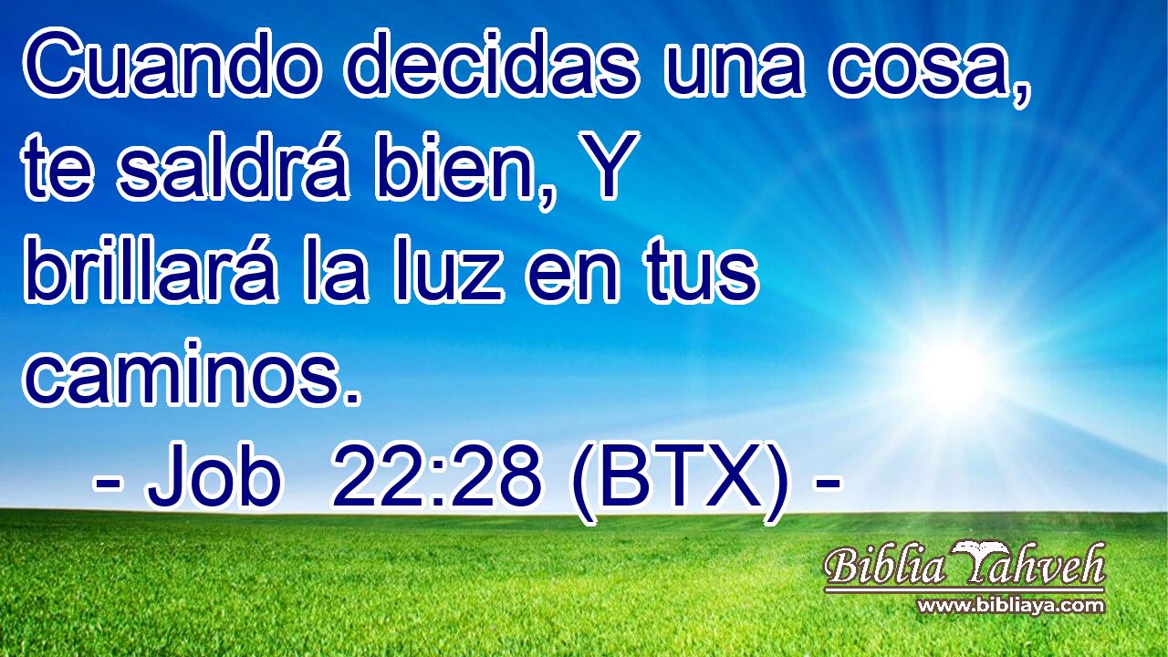 Cuando decidas una cosa, te saldrá bien, Y brillará la luz en tus caminos.