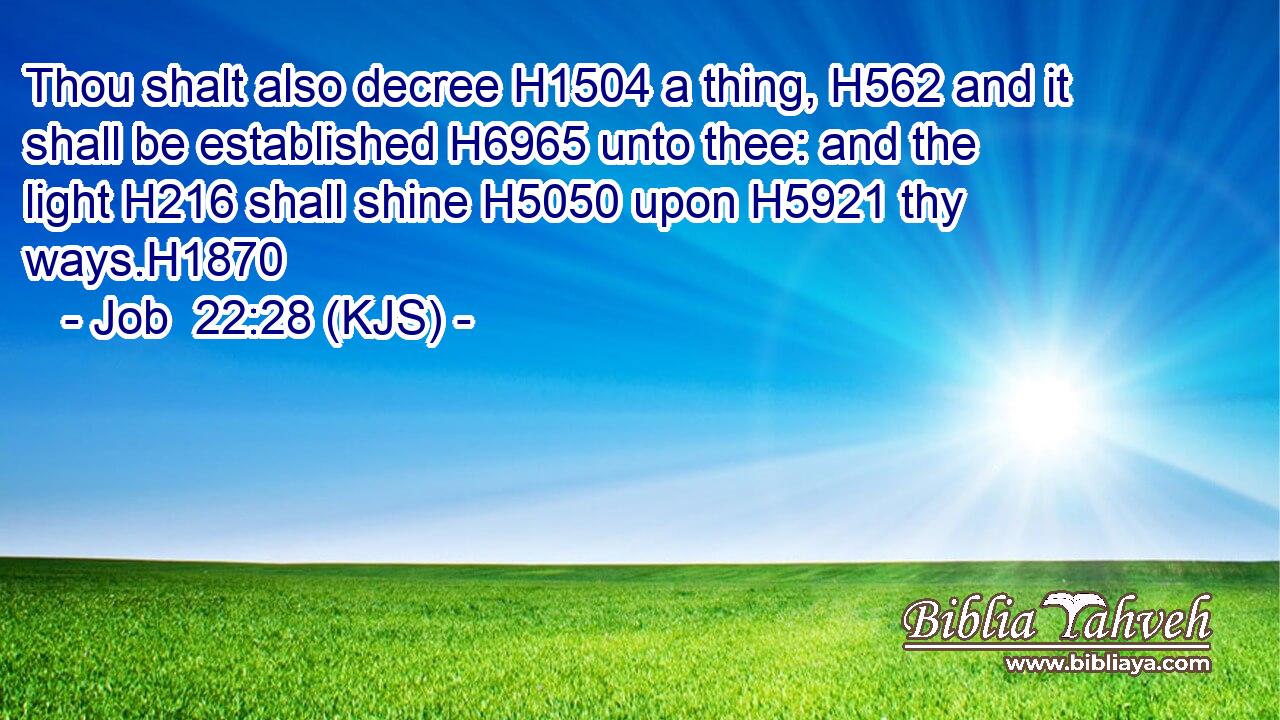 Thou shalt also decree H1504 a thing, H562 and it shall be established H6965 unto thee: and the light H216 shall shine H5050 upon H5921 thy ways.H1870