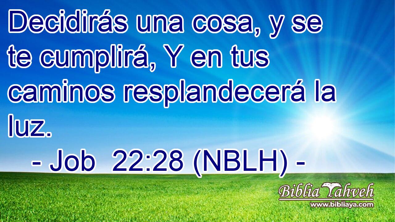  Decidirás una cosa, y se te cumplirá, Y en tus caminos resplandecerá la luz. 