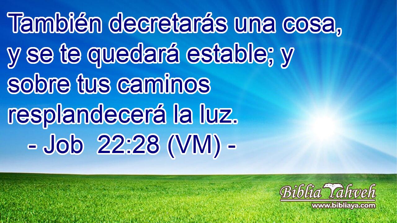  También decretarás una cosa, y se te quedará estable; y sobre tus caminos resplandecerá la luz. 