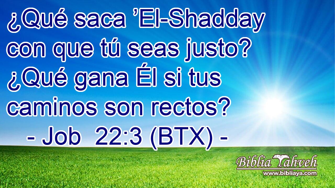 ¿Qué saca ’El-Shadday con que tú seas justo? ¿Qué gana Él si tus caminos son rectos?