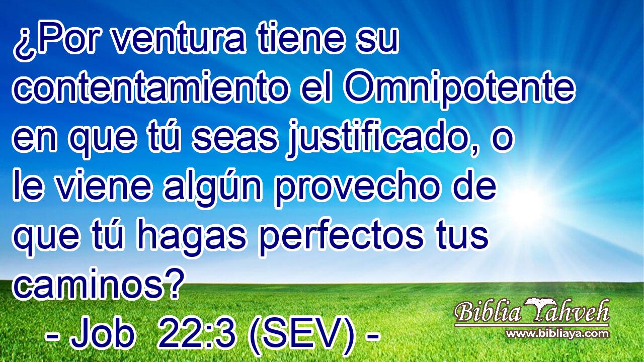 ¿Por ventura tiene su contentamiento el Omnipotente en que tú seas justificado, o le viene algún provecho de que tú hagas perfectos tus caminos?
