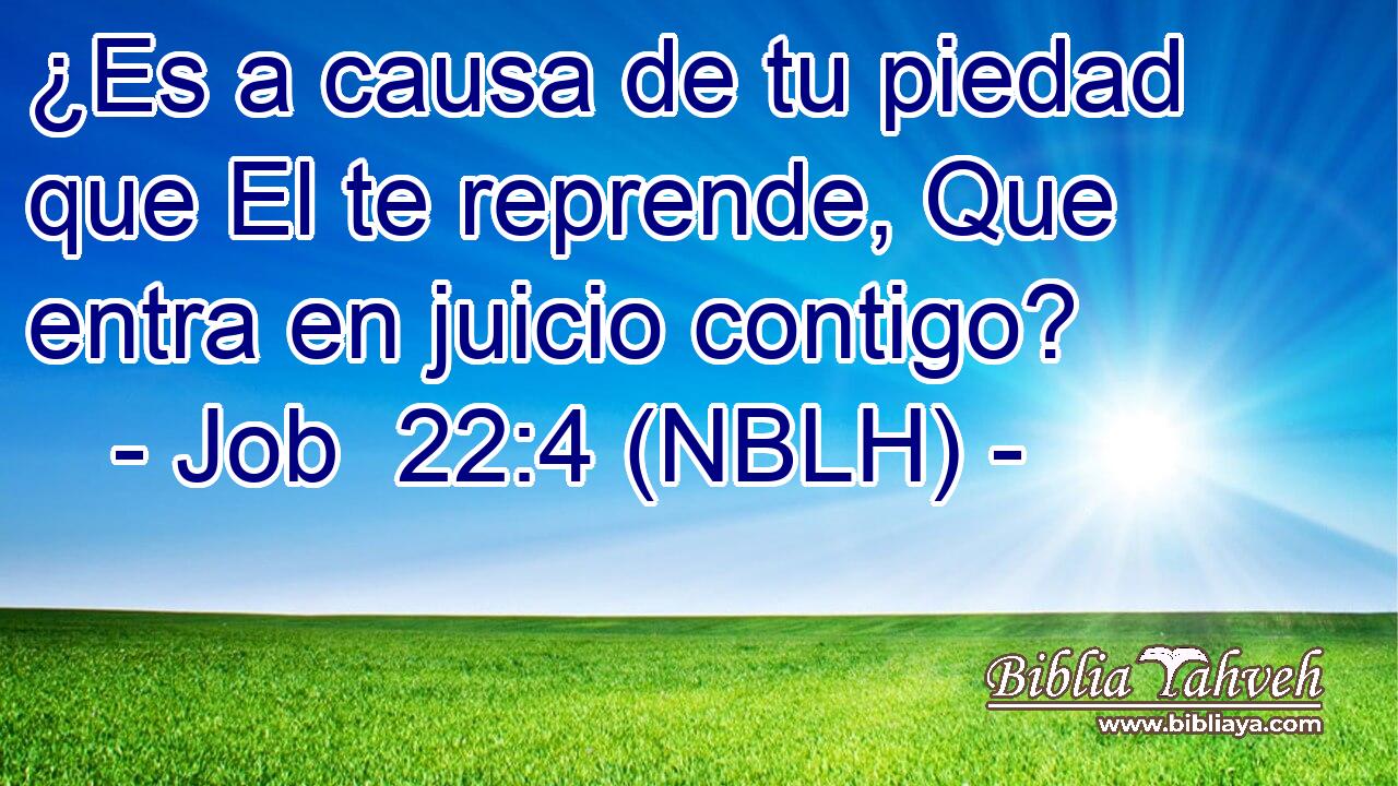  ¿Es a causa de tu piedad que El te reprende, Que entra en juicio contigo? 