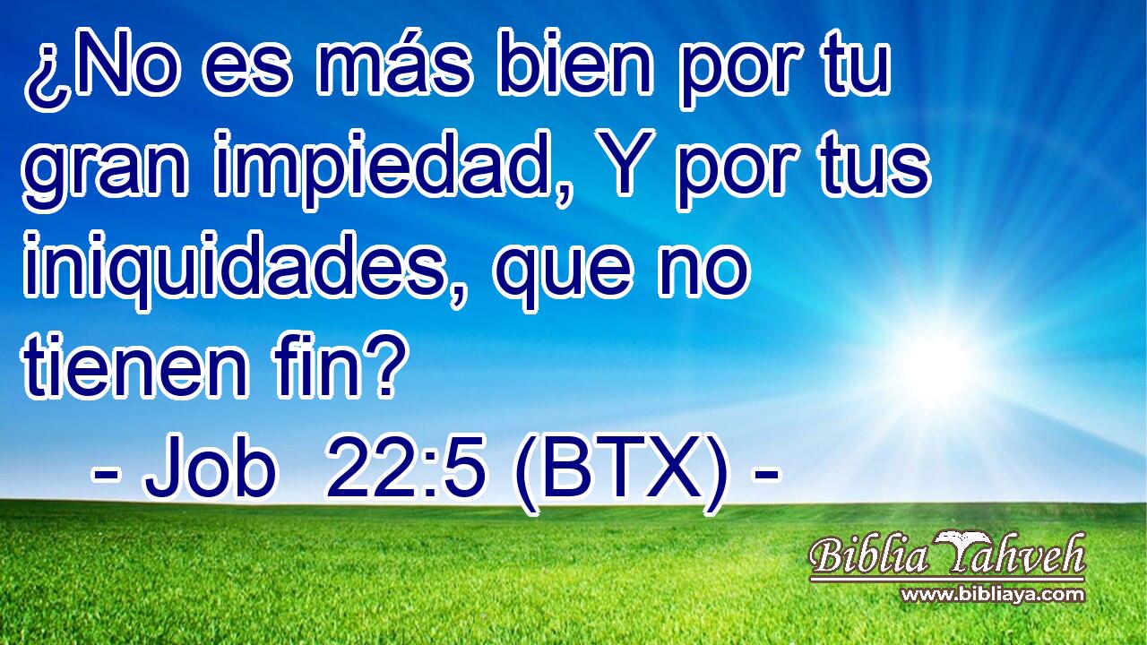 ¿No es más bien por tu gran impiedad, Y por tus iniquidades, que no tienen fin?