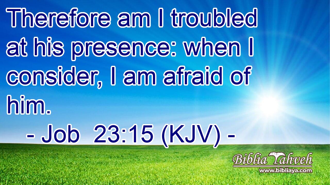 Therefore am I troubled at his presence: when I consider, I am afraid of him.