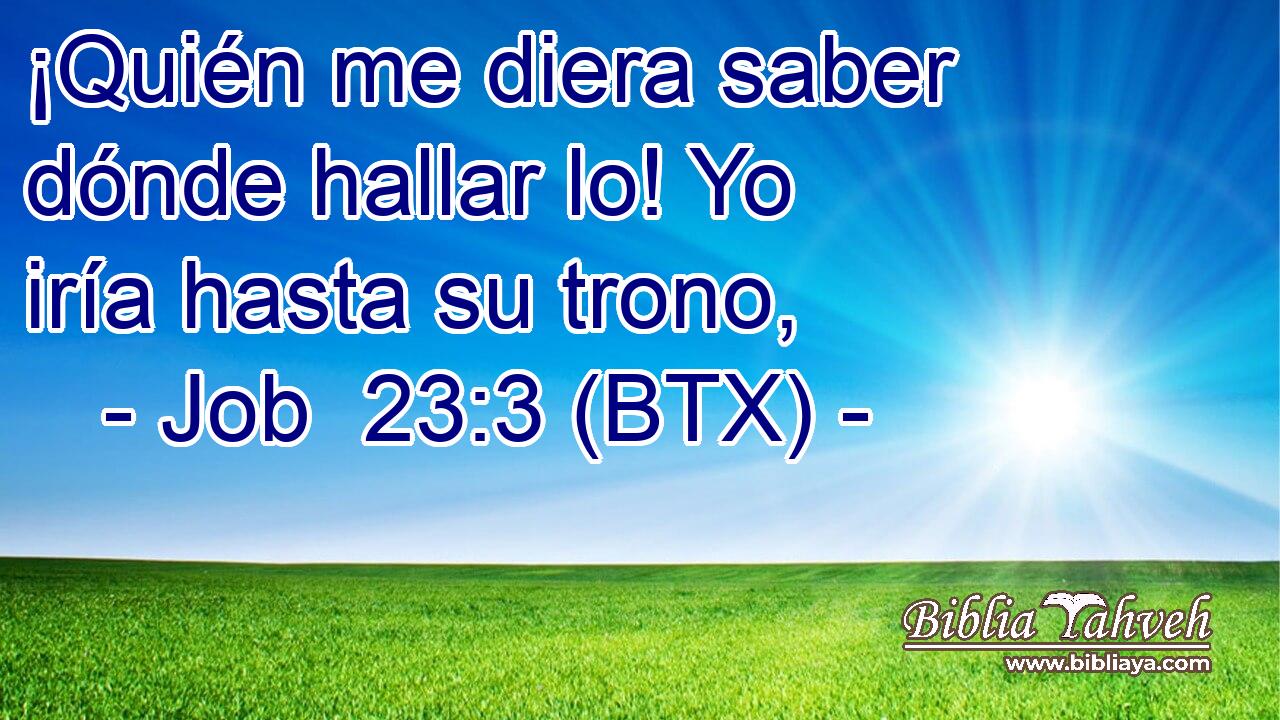 ¡Quién me diera saber dónde hallar lo! Yo iría hasta su trono,