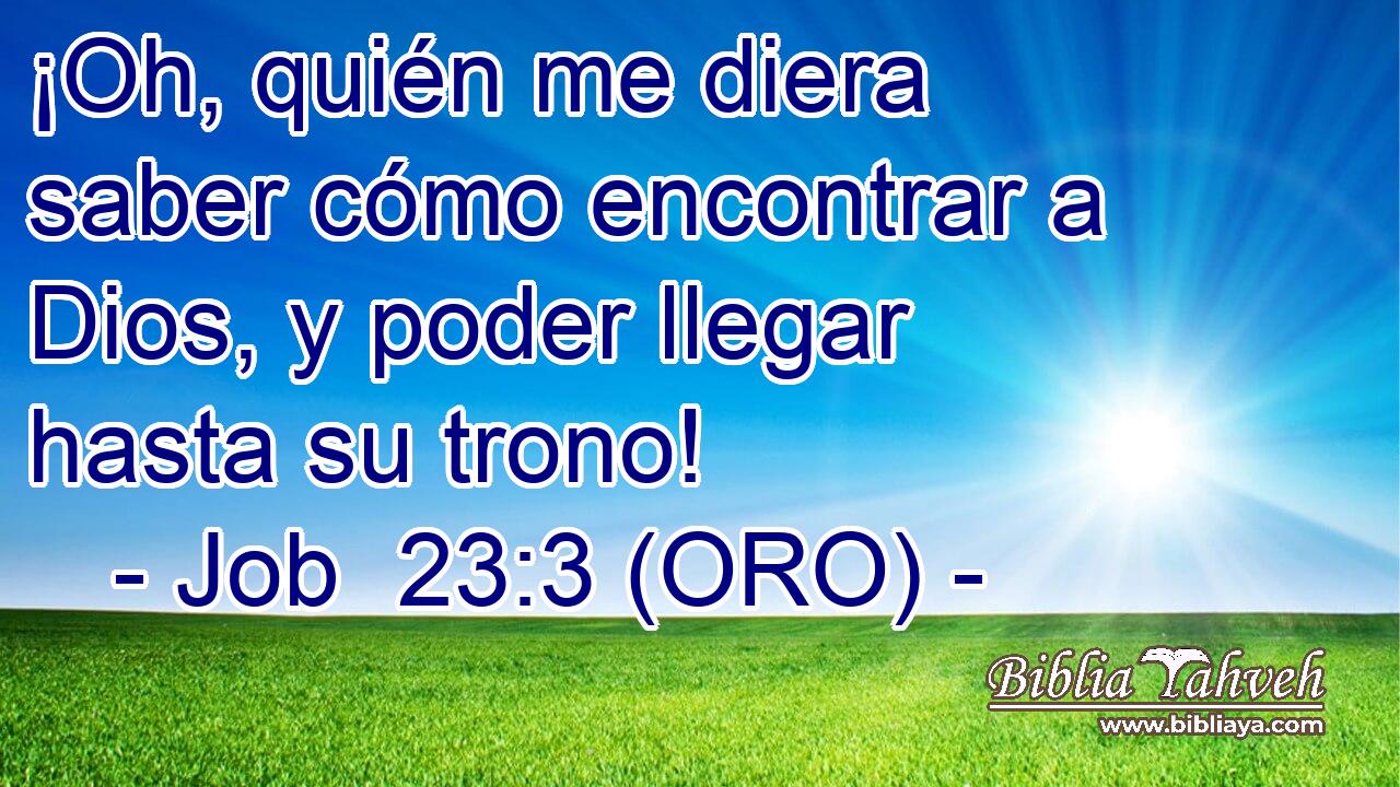  ¡Oh, quién me diera saber cómo encontrar a Dios, y poder llegar hasta su trono! 