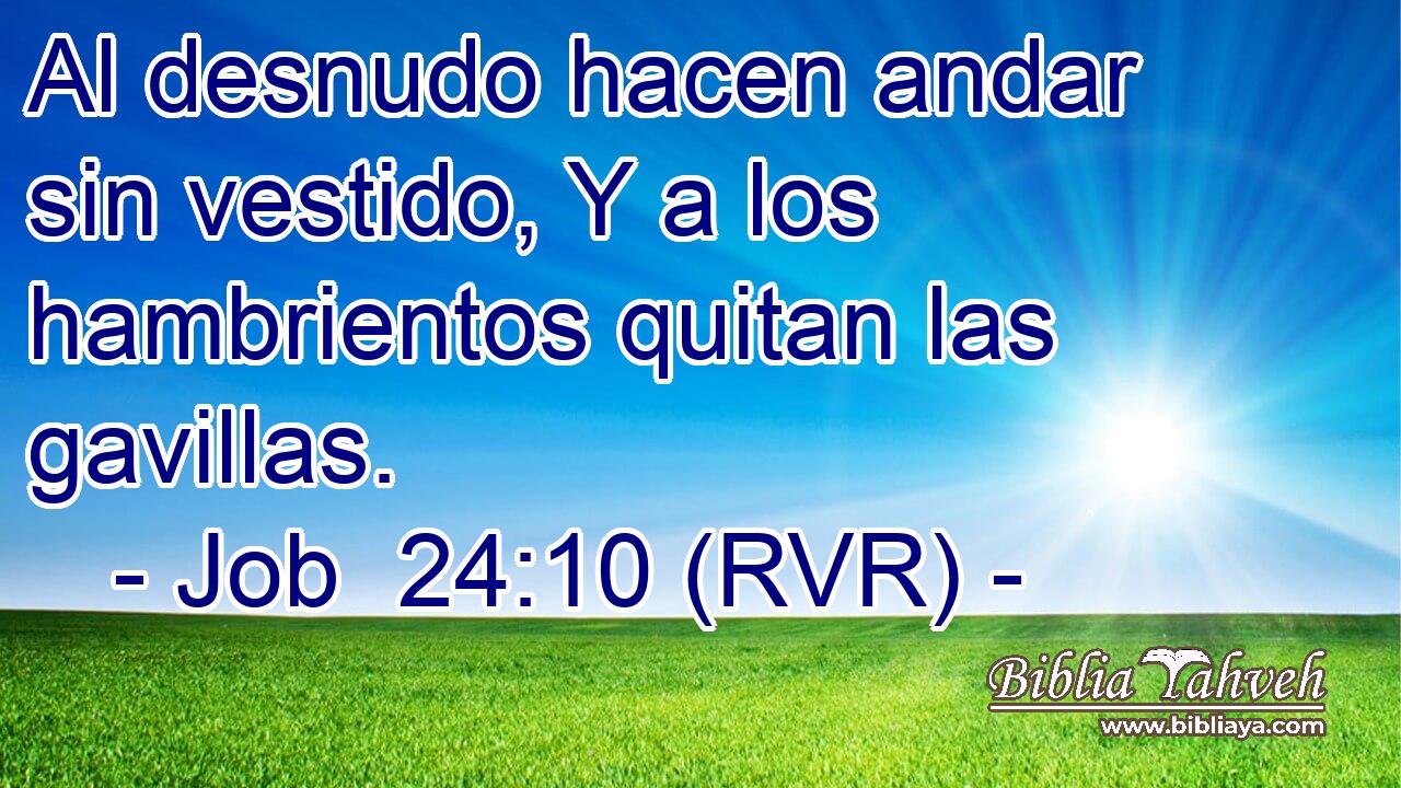 Al desnudo hacen andar sin vestido, Y a los hambrientos quitan las gavillas.