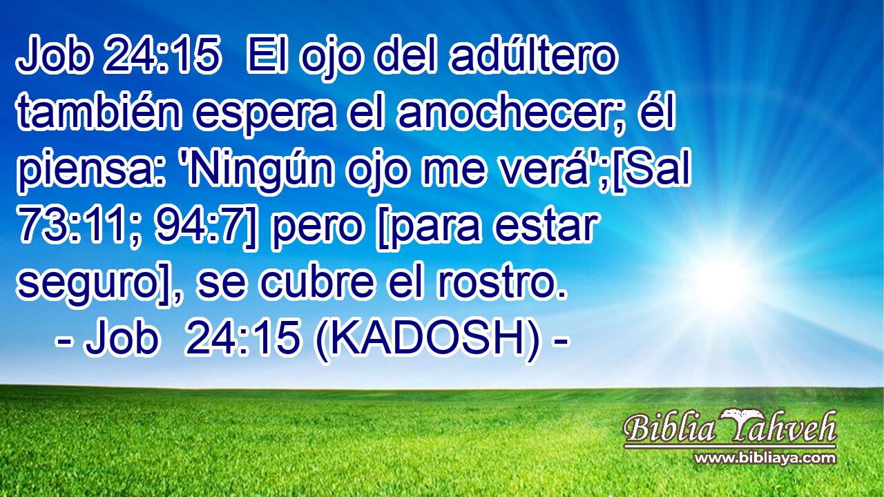  El ojo del adúltero también espera el anochecer; él piensa: 'Ningún ojo me verá';[Sal 73:11; 94:7] pero [para estar seguro], se cubre el rostro. 