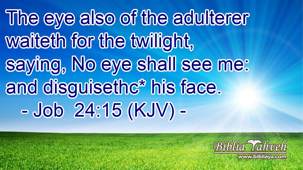 The eye also of the adulterer waiteth for the twilight, saying, No eye shall see me: and disguisethc* his face.