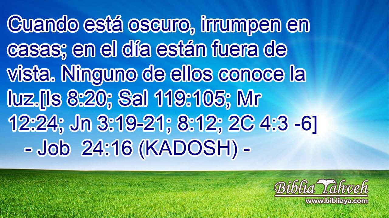  Cuando está oscuro, irrumpen en casas; en el día están fuera de vista. Ninguno de ellos conoce la luz.[Is 8:20; Sal 119:105; Mr 12:24; Jn 3:19-21; 8:12; 2C 4:3 -6] 