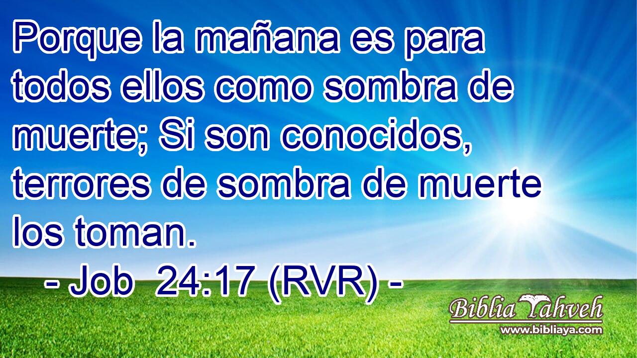 Porque la mañana es para todos ellos como sombra de muerte; Si son conocidos, terrores de sombra de muerte los toman.