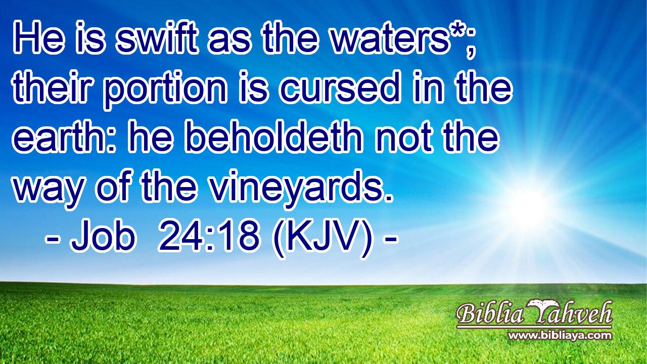 He is swift as the waters*; their portion is cursed in the earth: he beholdeth not the way of the vineyards.