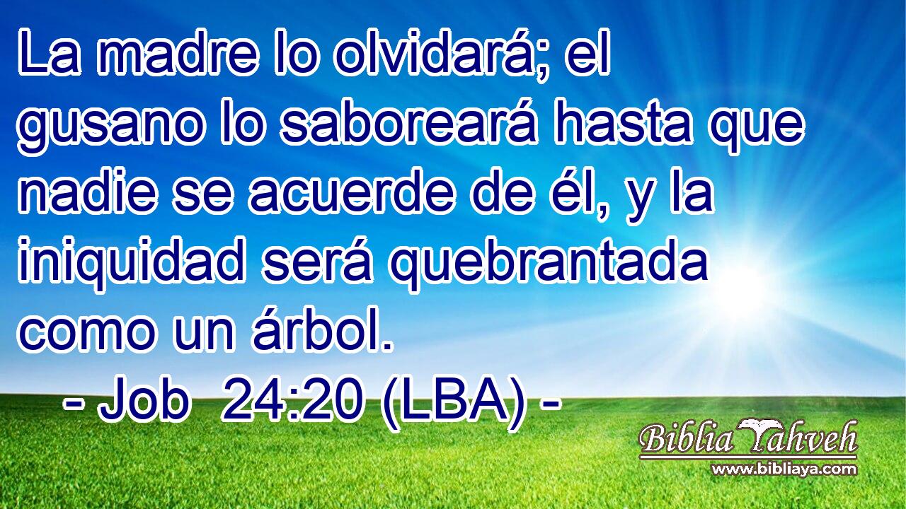 La madre lo olvidará; el gusano lo saboreará hasta que nadie se acuerde de él, y la iniquidad será quebrantada como un árbol.