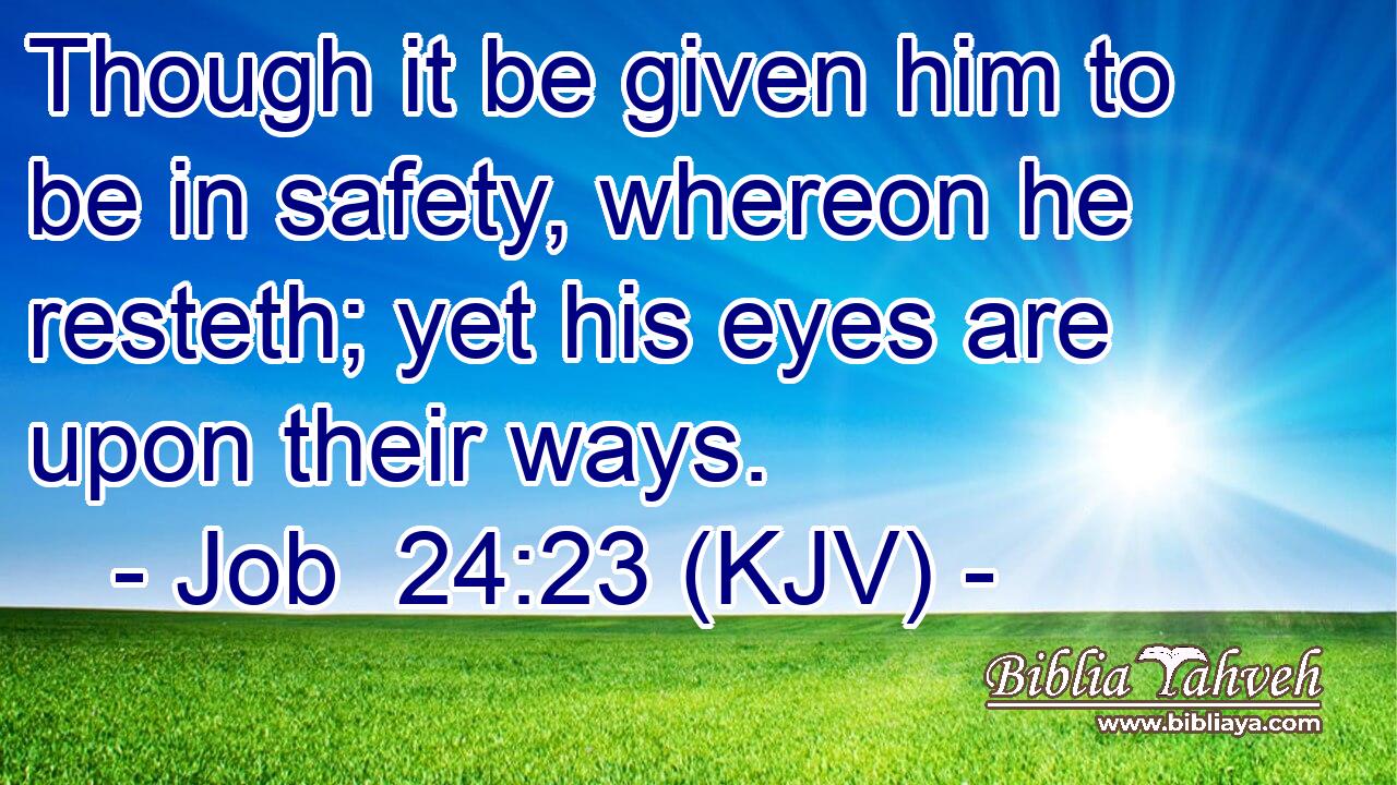 Though it be given him to be in safety, whereon he resteth; yet his eyes are upon their ways.