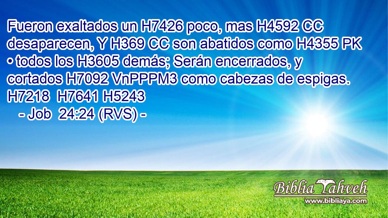 Fueron exaltados un H7426 poco, mas H4592 CC desaparecen, Y H369 CC son abatidos como H4355 PK • todos los H3605 demás; Serán encerrados, y cortados H7092 VnPPPM3 como cabezas de espigas. H7218  H7641 H5243 
