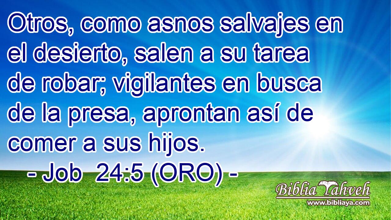  Otros, como asnos salvajes en el desierto, salen a su tarea de robar; vigilantes en busca de la presa, aprontan así de comer a sus hijos. 