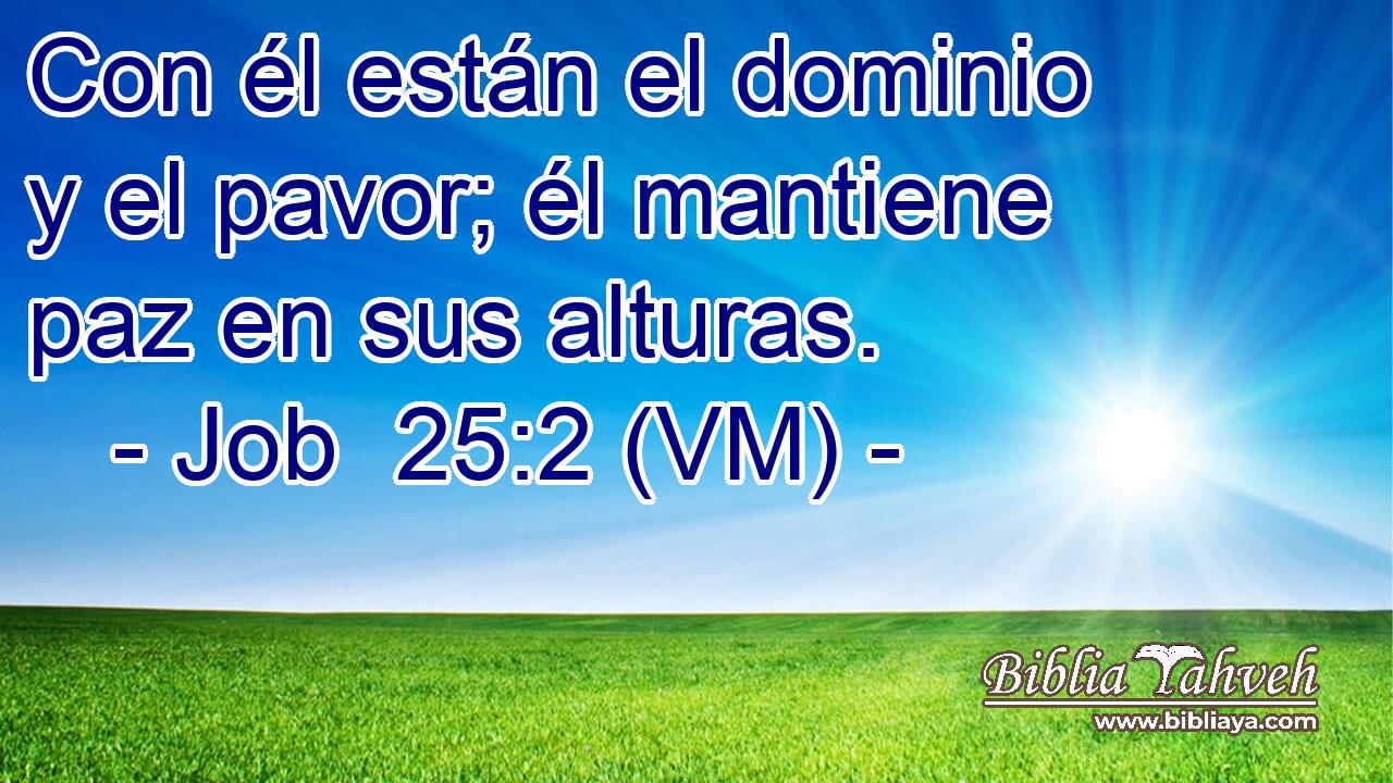  Con él están el dominio y el pavor; él mantiene paz en sus alturas. 