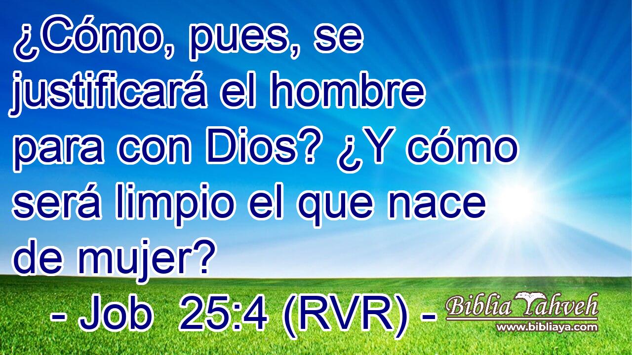 ¿Cómo, pues, se justificará el hombre para con Dios? ¿Y cómo será limpio el que nace de mujer?