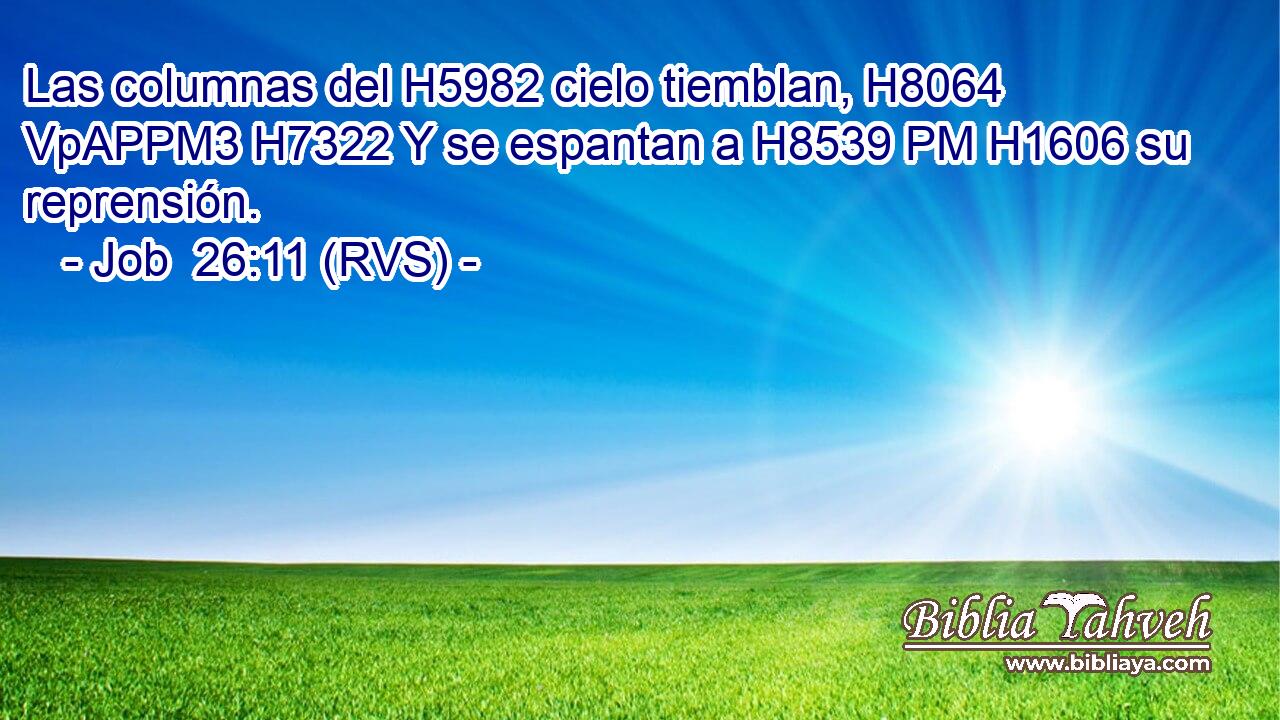 Las columnas del H5982 cielo tiemblan, H8064 VpAPPM3 H7322 Y se espantan a H8539 PM H1606 su reprensión. 