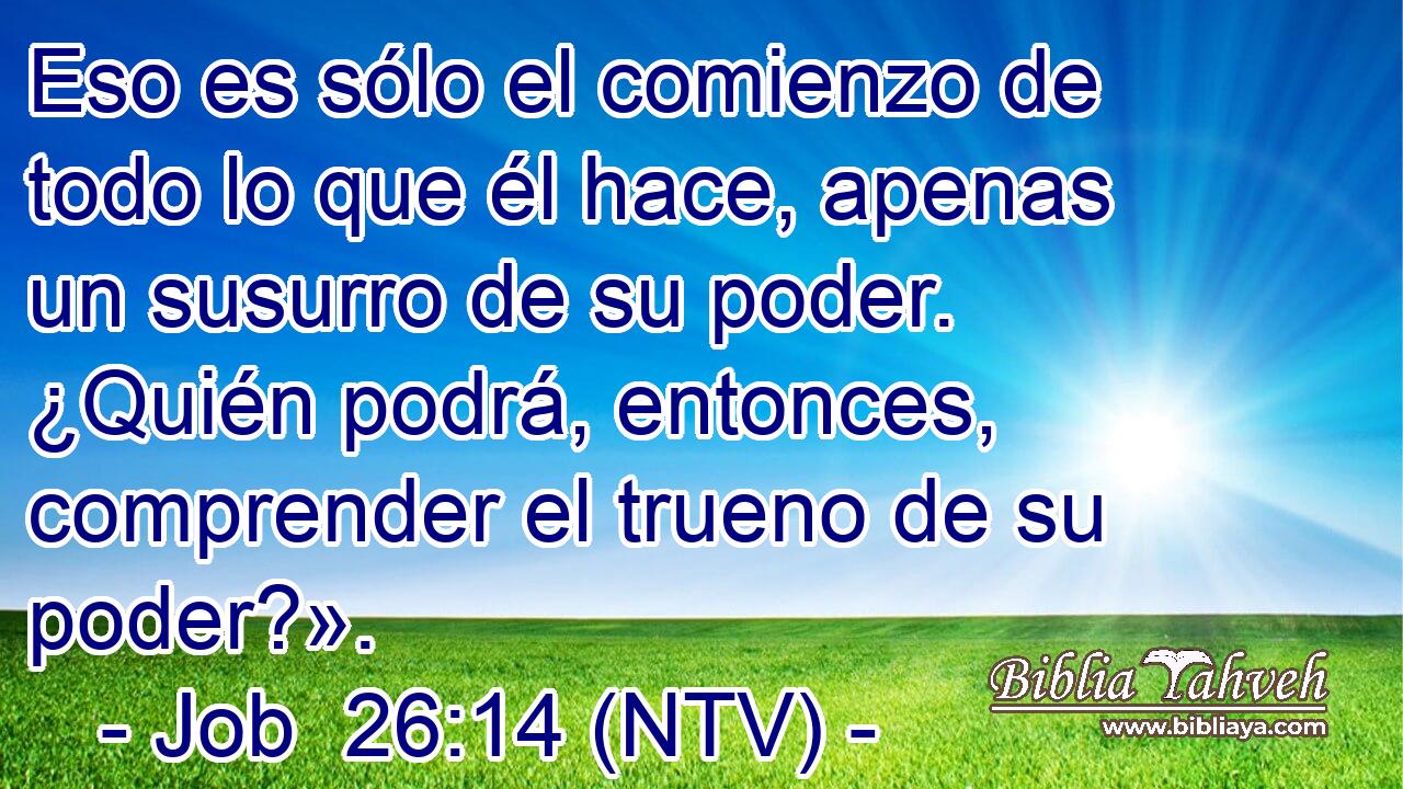 Eso es sólo el comienzo de todo lo que él hace, apenas un susurro de su poder. ¿Quién podrá, entonces, comprender el trueno de su poder?».