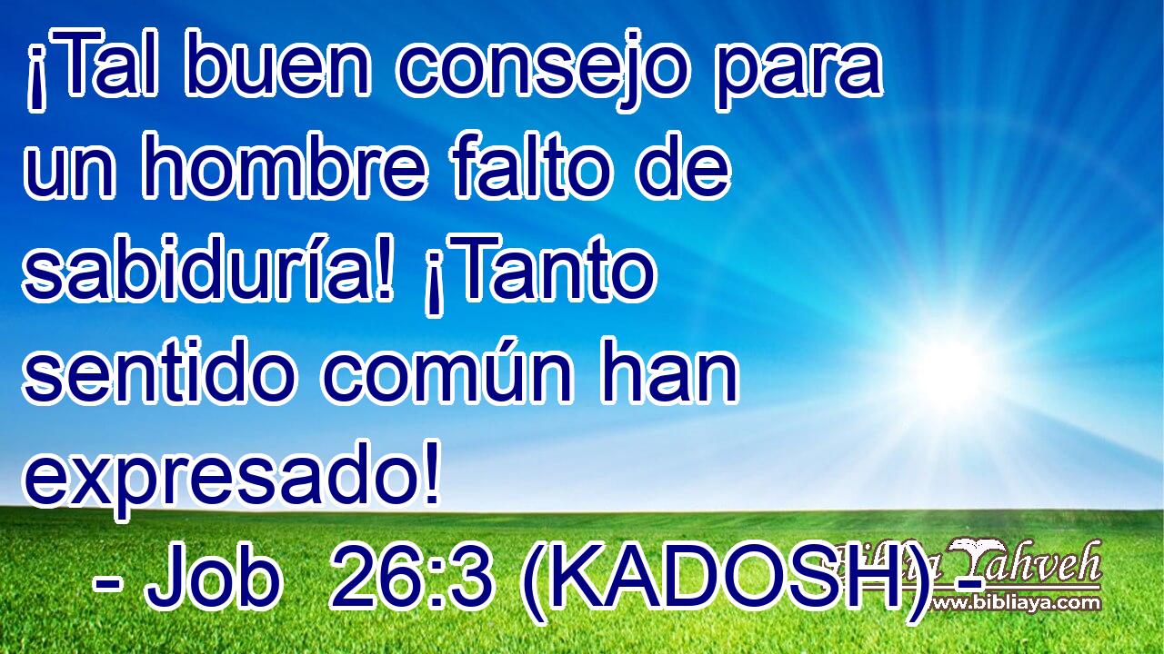  ¡Tal buen consejo para un hombre falto de sabiduría! ¡Tanto sentido común han expresado! 