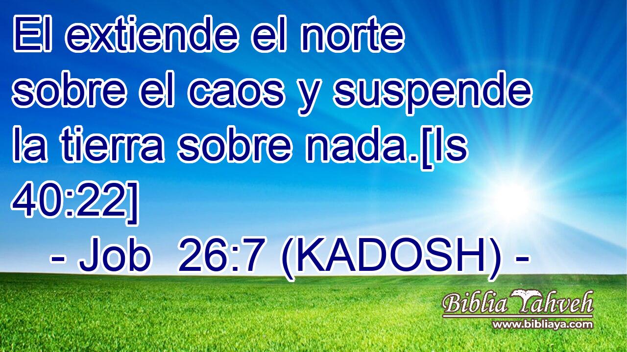  El extiende el norte sobre el caos y suspende la tierra sobre nada.[Is 40:22] 
