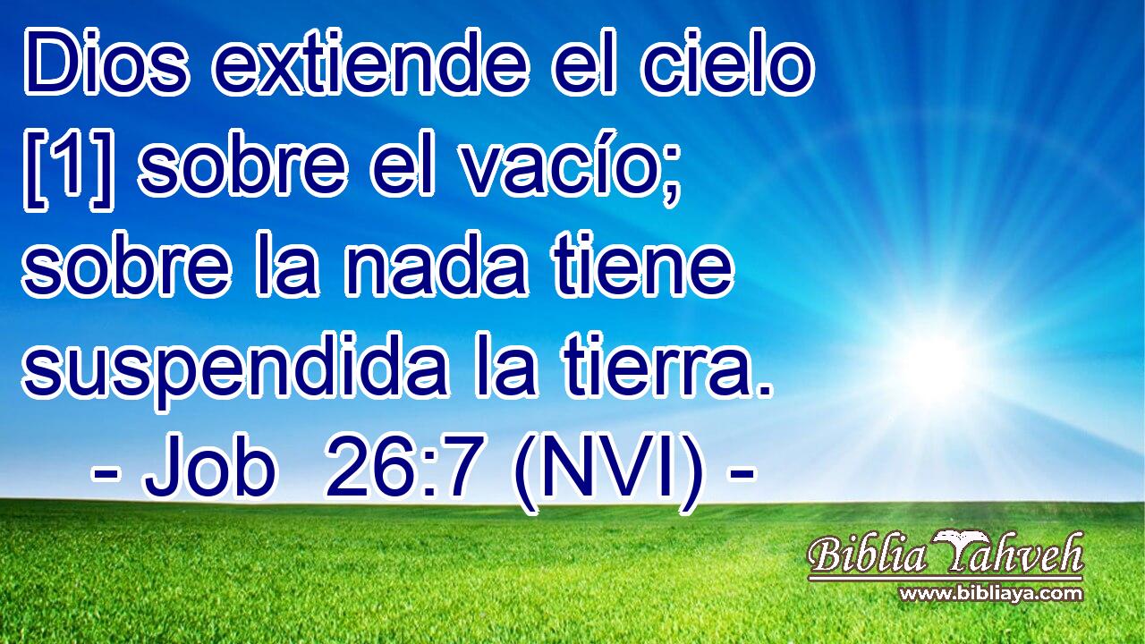  Dios extiende el cielo [1] sobre el vacío; sobre la nada tiene suspendida la tierra. 