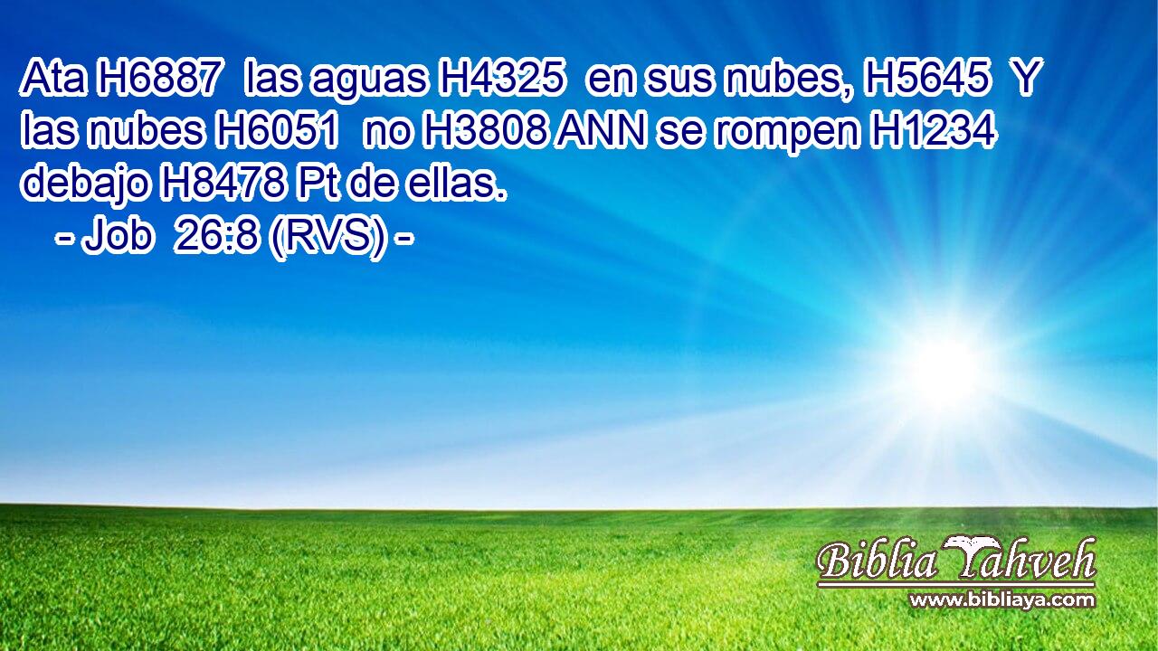 Ata H6887  las aguas H4325  en sus nubes, H5645  Y las nubes H6051  no H3808 ANN se rompen H1234  debajo H8478 Pt de ellas. 