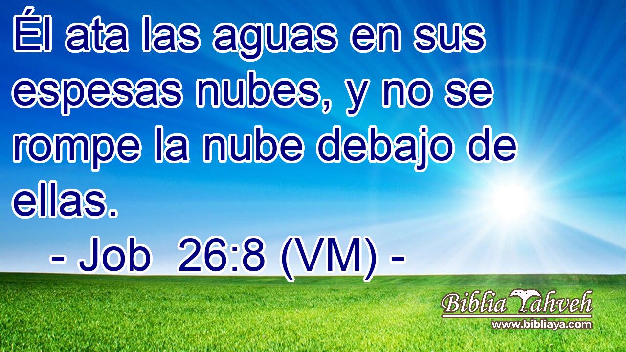  Él ata las aguas en sus espesas nubes, y no se rompe la nube debajo de ellas. 
