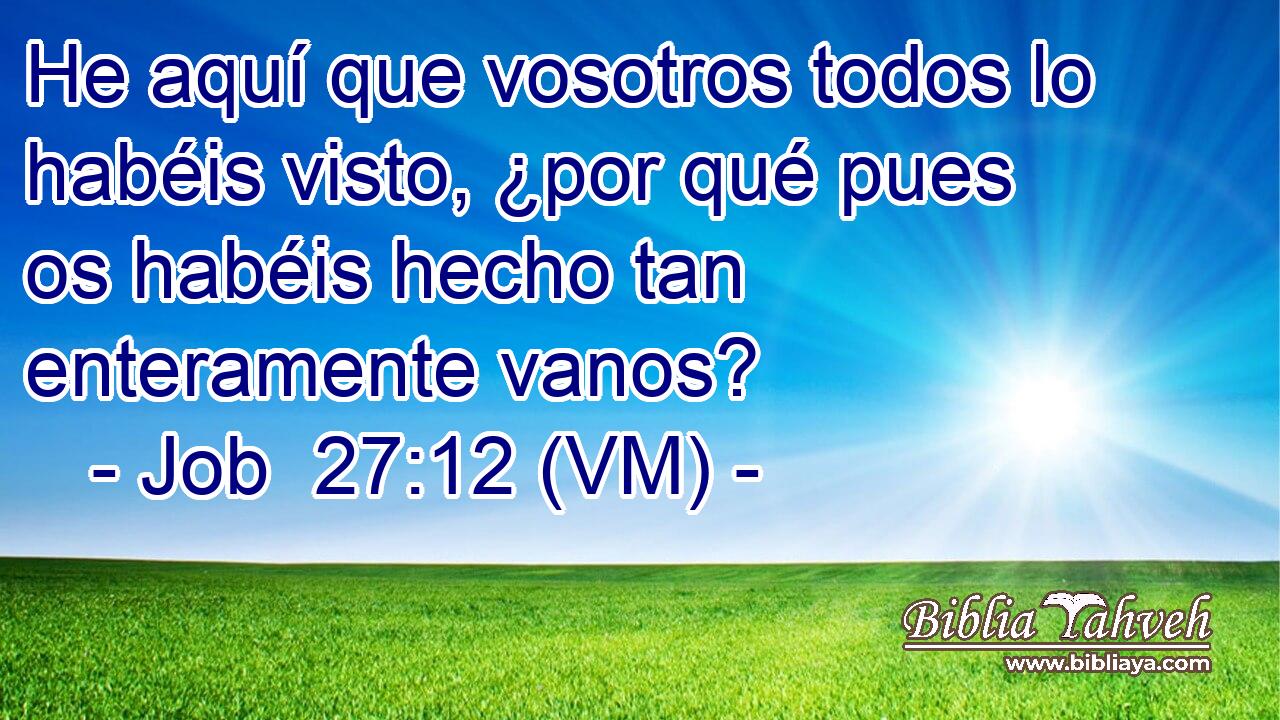  He aquí que vosotros todos lo habéis visto, ¿por qué pues os habéis hecho tan enteramente vanos? 